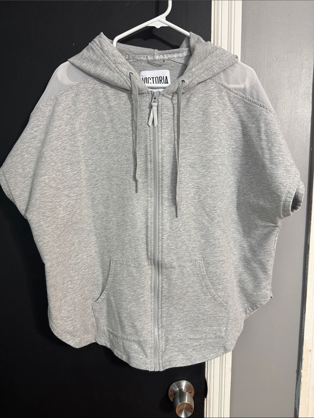 Victoria Sport Short Sleeve Zip Front Hoodie Size: L